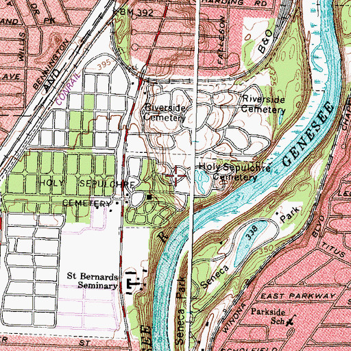 Topographic Map of Holy Sepulchre Cemetery, NY