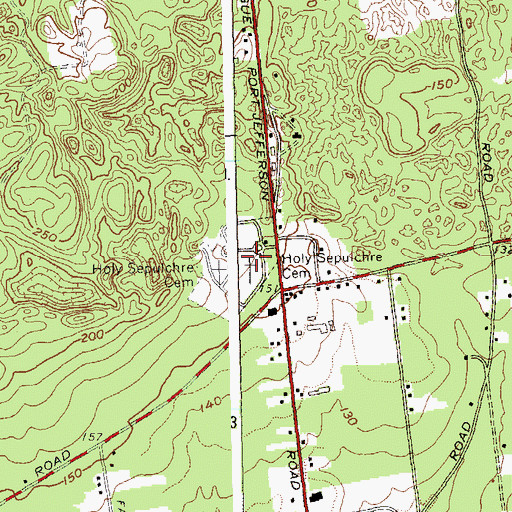 Topographic Map of Holy Sepulchre Cemetery, NY