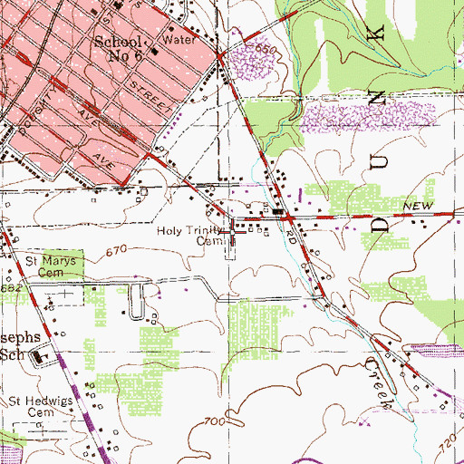 Topographic Map of Holy Trinity Cemetery, NY