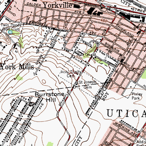 Topographic Map of Holy Trinity Cemetery, NY