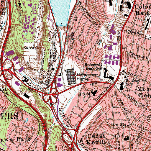 Topographic Map of Homecrest Home, NY