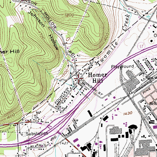 Topographic Map of Homer Hill, NY