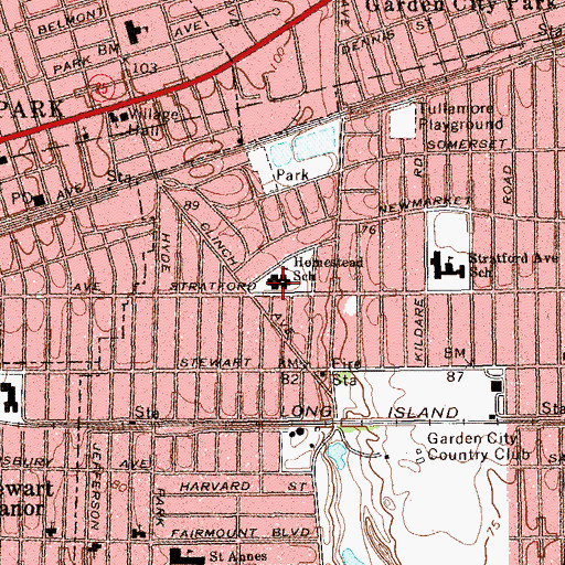 Topographic Map of Homestead Elementary School, NY