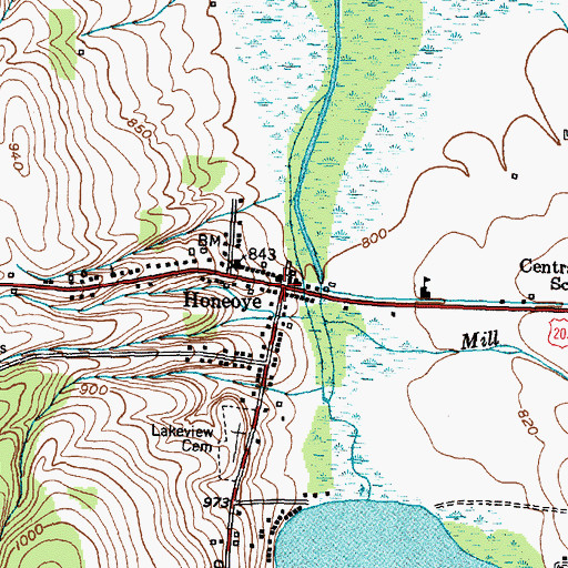 Topographic Map of Honeoye, NY
