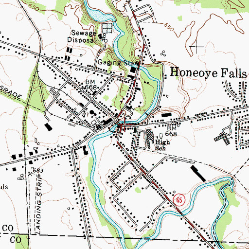 Topographic Map of Honeoye Falls, NY