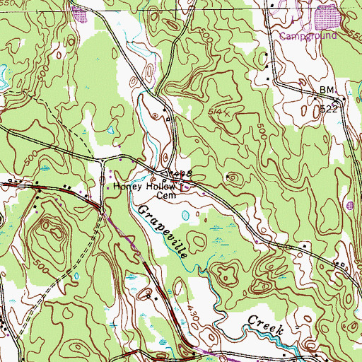 Topographic Map of Honey Hollow Cemetery, NY