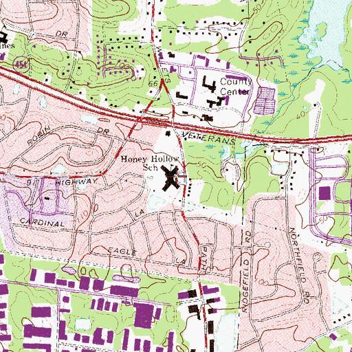 Topographic Map of Honey Hollow Elementary School (historical), NY