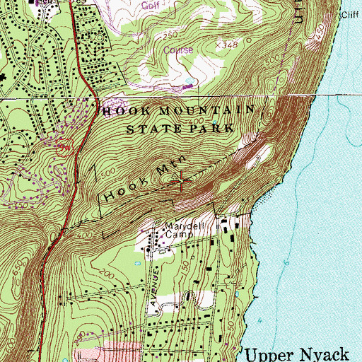 Topographic Map of Hook Mountain, NY