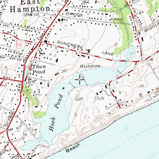 Topographic Map of Hook Pond, NY