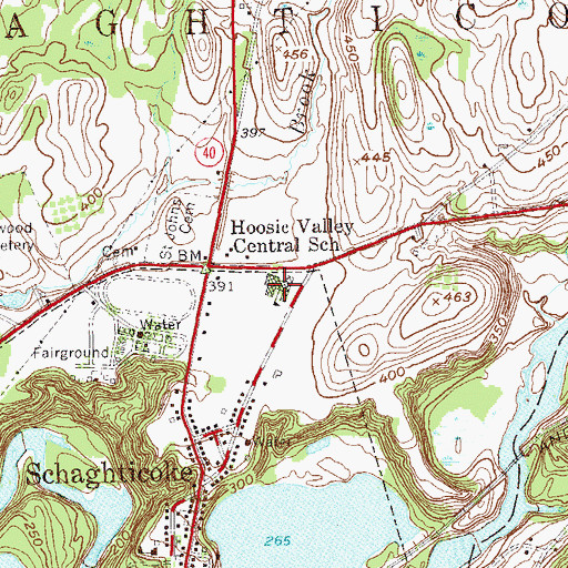 Topographic Map of Hoosic Valley Central School, NY