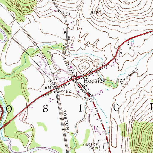 Topographic Map of Hoosick, NY
