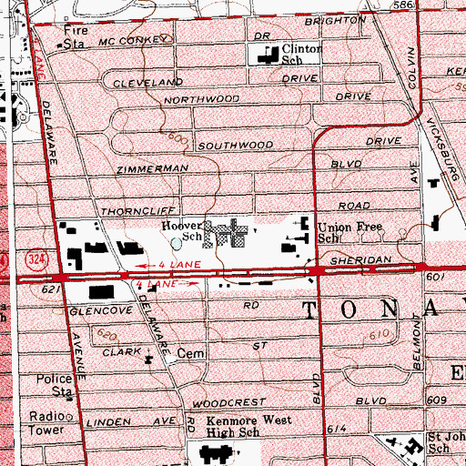 Topographic Map of Herbert Hoover Middle School, NY