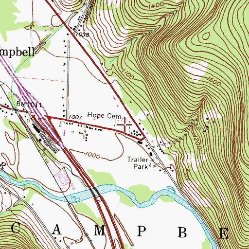 Topographic Map of Hope Cemetery, NY