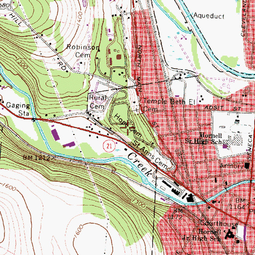 Topographic Map of Hope Cemetery, NY