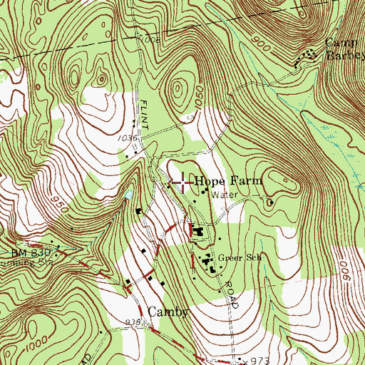 Topographic Map of Hope Farm, NY