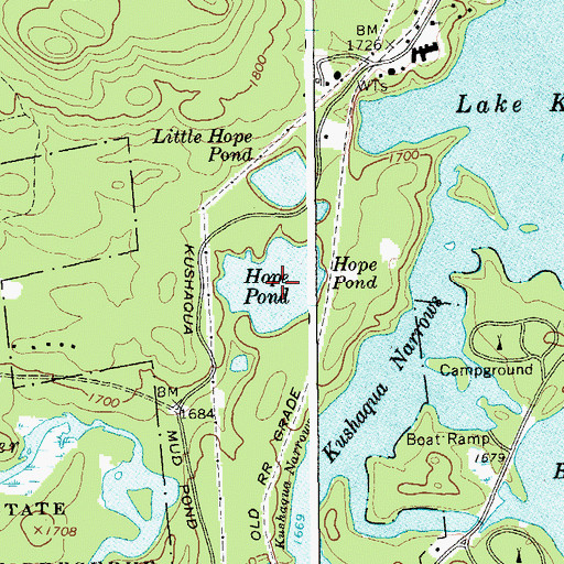 Topographic Map of Hope Pond, NY