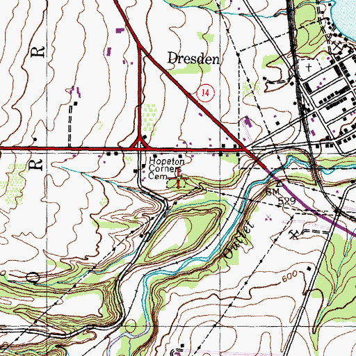 Topographic Map of Hopeton Corners Cemetery, NY