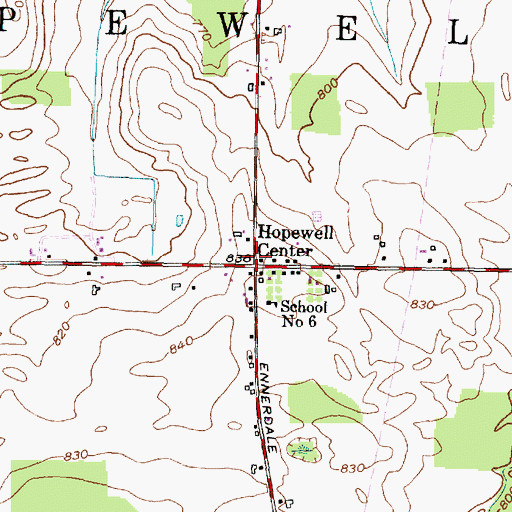 Topographic Map of Hopewell Center, NY