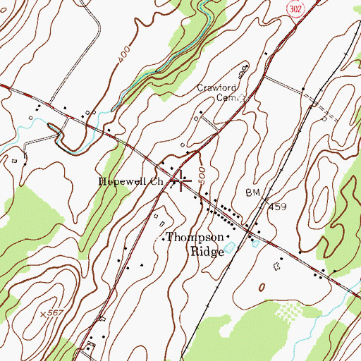 Topographic Map of Hopewell Presbyterian Church, NY
