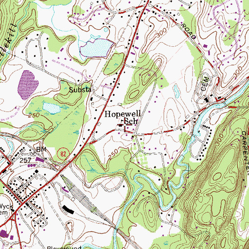 Topographic Map of Hopewell School, NY