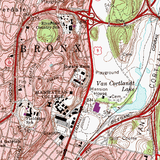 Topographic Map of Horace Mann High School, NY