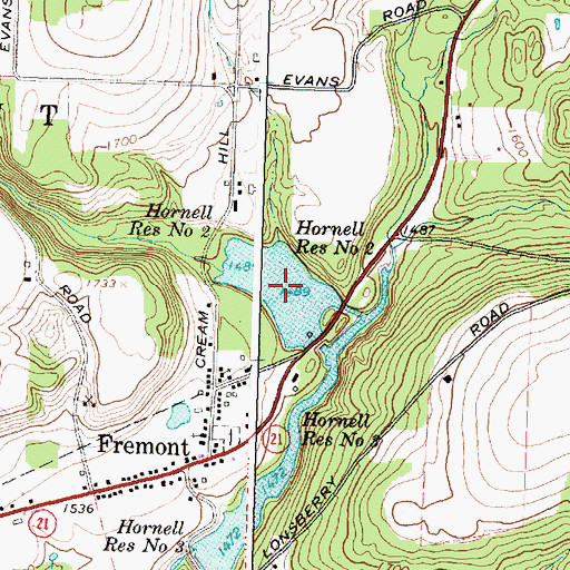 Topographic Map of Hornell Reservoir Number Two, NY
