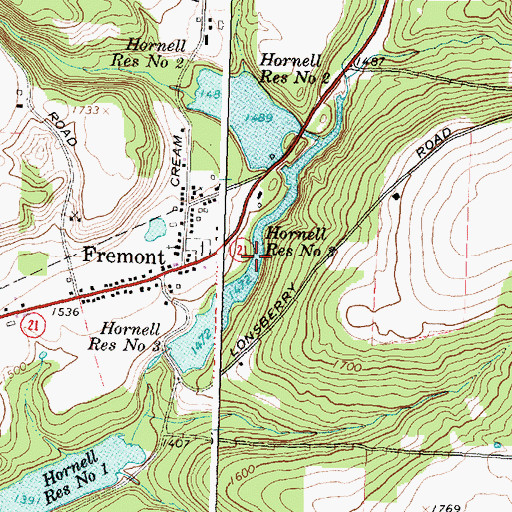 Topographic Map of Hornell Reservoir Number Three, NY