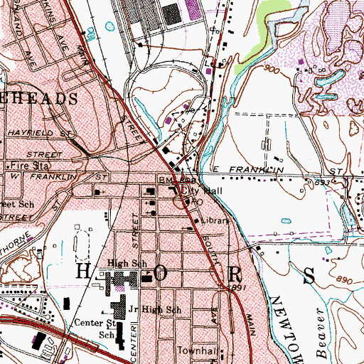 Topographic Map of Horseheads, NY