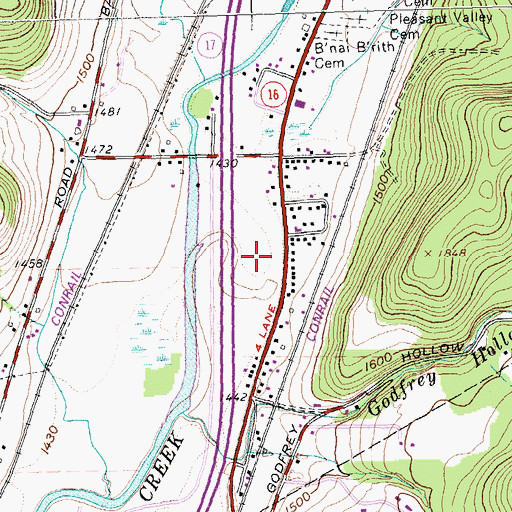 Topographic Map of Horseshoe Bend, NY