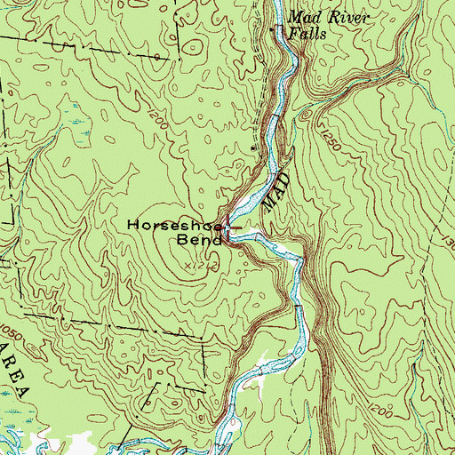 Topographic Map of Horseshoe Bend, NY