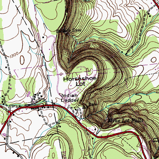 Topographic Map of Horseshoe Lot, NY