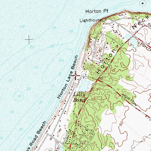 Topographic Map of Horton Lane Beach, NY