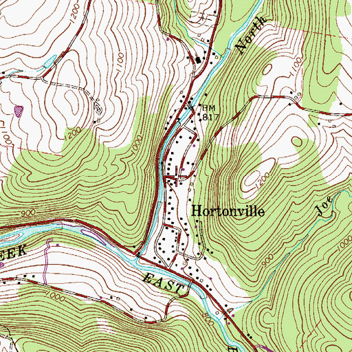 Topographic Map of Hortonville, NY
