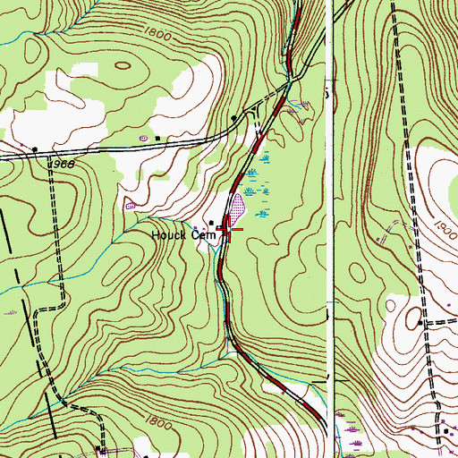 Topographic Map of Houck Cemetery, NY