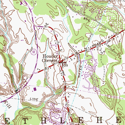 Topographic Map of Houcks Corners, NY