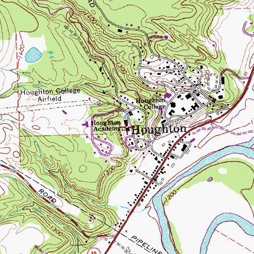 Topographic Map of Houghton Academy, NY