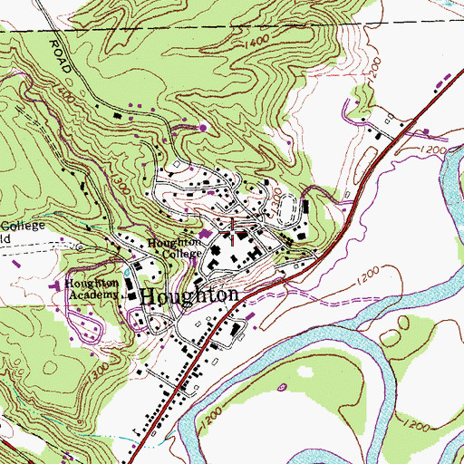Topographic Map of Houghton College, NY