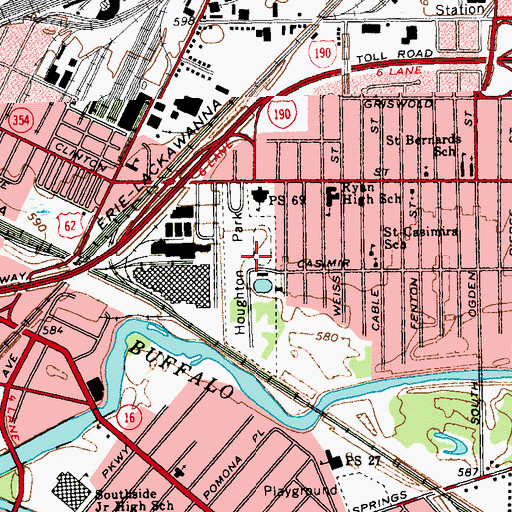 Topographic Map of Houghton Park, NY