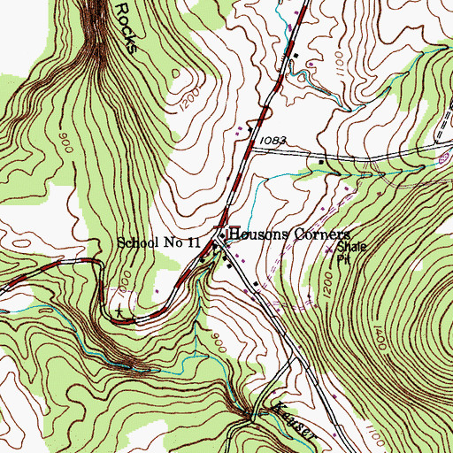 Topographic Map of Housons Corners, NY