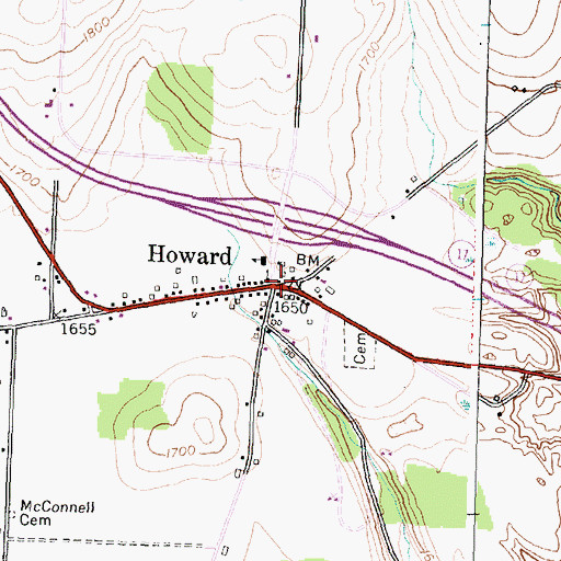 Topographic Map of Howard, NY