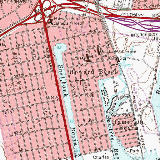 Topographic Map of Howard Beach, NY