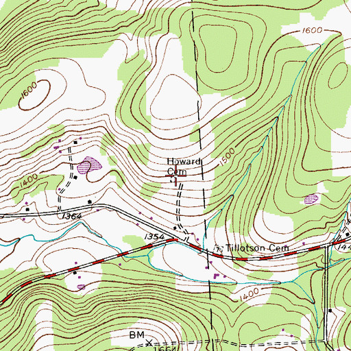 Topographic Map of Howard Cemetery, NY