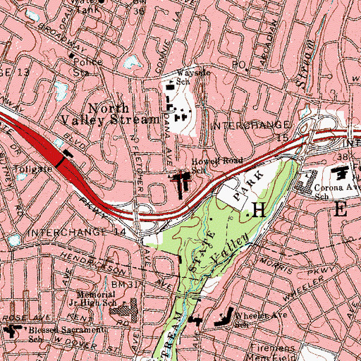 Topographic Map of Howell Road Elementary School, NY
