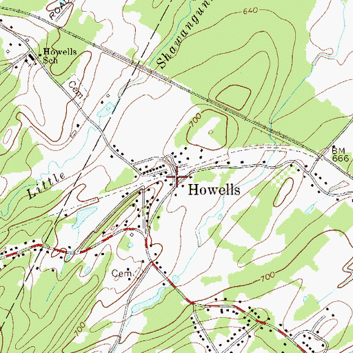 Topographic Map of Howells, NY