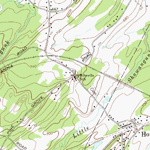 Topographic Map of Howells School, NY