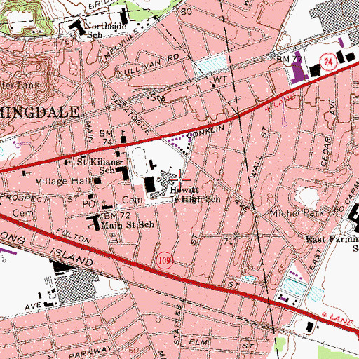 Topographic Map of Howitt Junior High School, NY