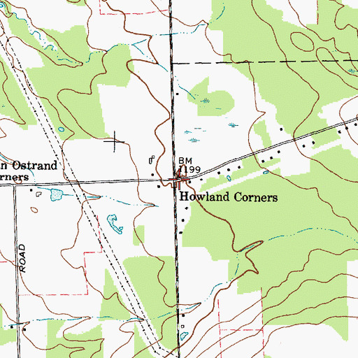 Topographic Map of Howland Corners, NY