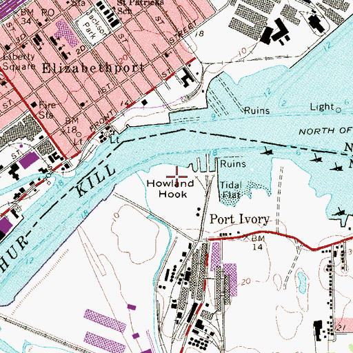 Topographic Map of Howland Hook, NY