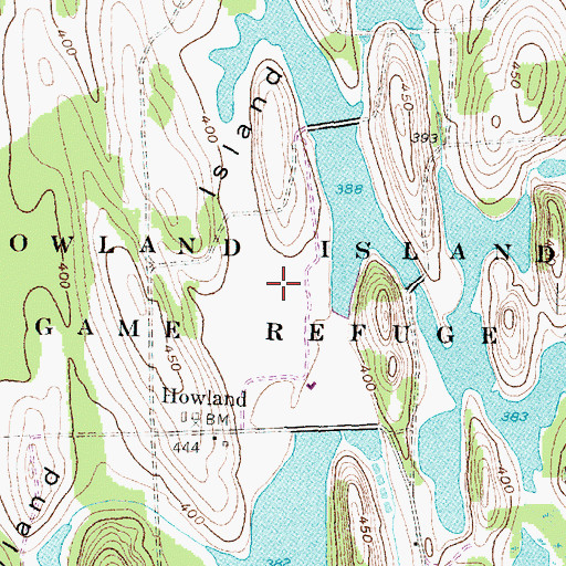 Topographic Map of Howland Island State Wildlife Management Area (historical), NY