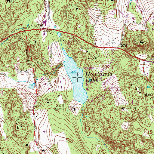 Topographic Map of Howlands Lake, NY